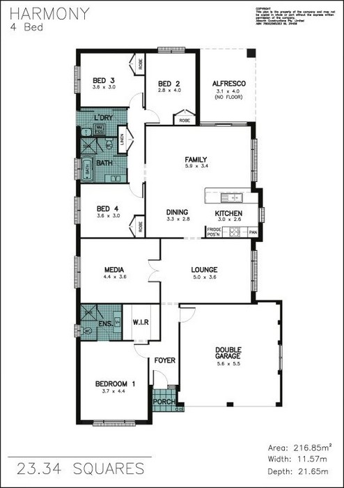 z. Harmony 4 Bedroom Floor Plan